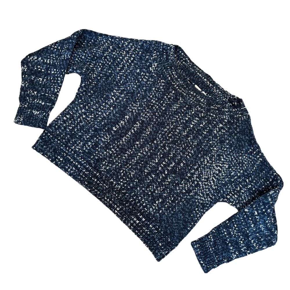 NWOT GAP Heather Blue High Neck Wide Fit Short Long Sleeve Pullover Sweater L
